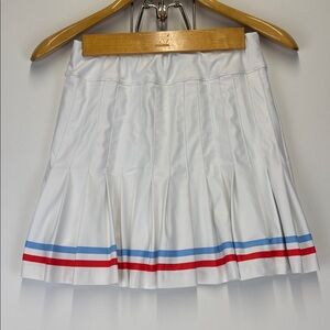 SMITH & QUINN White Pleated Tennis Skirt Skort with Red and Blue Stripes Size XS